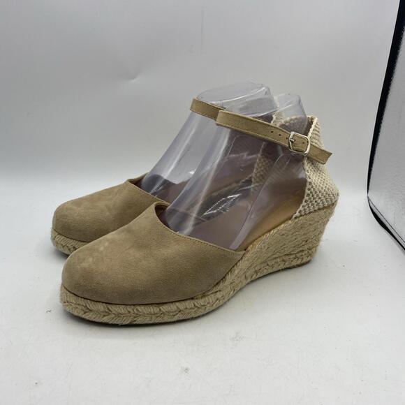 Shoes - Apaseart Espardrille Wedge Heel Ankle Strap Leather Made in Spain Size 9.5